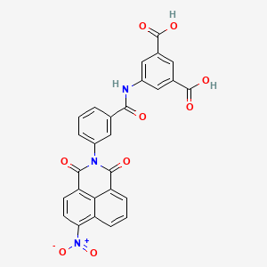 molecular formula C27H15N3O9 B11674198 5-({3-[6-Nitro-1,3-dioxo-1H-benzo[DE]isoquinolin-2(3H)-YL]benzoyl}amino)isophthalic acid 