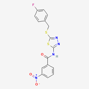 molecular formula C16H11FN4O3S2 B11674199 N-{5-[(4-fluorobenzyl)sulfanyl]-1,3,4-thiadiazol-2-yl}-3-nitrobenzamide 