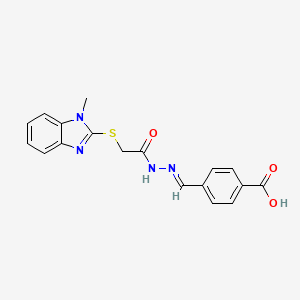 4-[(E)-(2-{[(1-methyl-1H-benzimidazol-2-yl)sulfanyl]acetyl}hydrazinylidene)methyl]benzoic acid