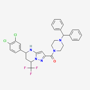 [5-(3,4-Dichlorophenyl)-7-(trifluoromethyl)-4,5,6,7-tetrahydropyrazolo[1,5-a]pyrimidin-2-yl][4-(diphenylmethyl)piperazin-1-yl]methanone