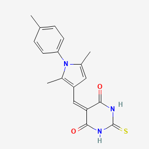 molecular formula C18H17N3O2S B11674232 5-{[2,5-dimethyl-1-(4-methylphenyl)-1H-pyrrol-3-yl]methylidene}-2-thioxodihydropyrimidine-4,6(1H,5H)-dione 