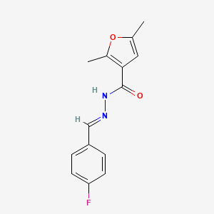 molecular formula C14H13FN2O2 B11674234 N'-[(E)-(4-fluorophenyl)methylidene]-2,5-dimethylfuran-3-carbohydrazide 