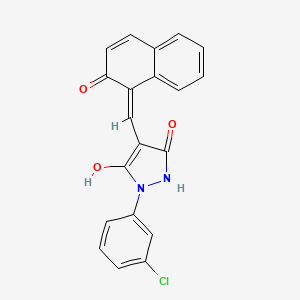 molecular formula C20H13ClN2O3 B11674247 (4Z)-1-(3-chlorophenyl)-4-[(2-hydroxynaphthalen-1-yl)methylidene]pyrazolidine-3,5-dione 