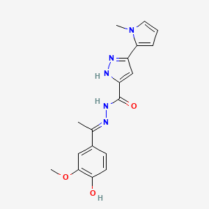 molecular formula C18H19N5O3 B11674279 N'-[(E)-1-(4-hydroxy-3-methoxyphenyl)ethylidene]-3-(1-methyl-1H-pyrrol-2-yl)-1H-pyrazole-5-carbohydrazide 