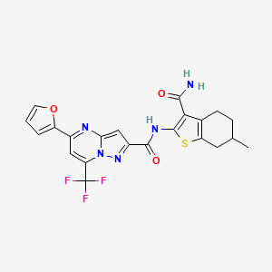 N-(3-carbamoyl-6-methyl-4,5,6,7-tetrahydro-1-benzothiophen-2-yl)-5-(furan-2-yl)-7-(trifluoromethyl)pyrazolo[1,5-a]pyrimidine-2-carboxamide