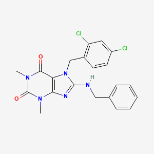 molecular formula C21H19Cl2N5O2 B11674289 8-(benzylamino)-7-(2,4-dichlorobenzyl)-1,3-dimethyl-3,7-dihydro-1H-purine-2,6-dione 