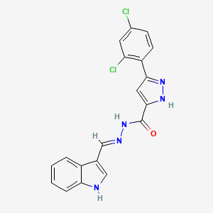 molecular formula C19H13Cl2N5O B11674369 3-(2,4-Dichlorophenyl)-N'-(1H-indol-3-ylmethylene)-1H-pyrazole-5-carbohydrazide 