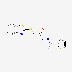 2-(1,3-benzothiazol-2-ylsulfanyl)-N'-[(1E)-1-(thiophen-2-yl)ethylidene]acetohydrazide