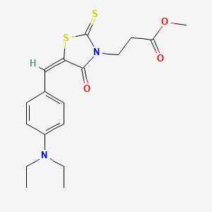 molecular formula C18H22N2O3S2 B11674420 Methyl 3-[(5E)-5-{[4-(diethylamino)phenyl]methylidene}-4-oxo-2-sulfanylidene-1,3-thiazolidin-3-YL]propanoate 