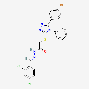 2-{[5-(4-bromophenyl)-4-phenyl-4H-1,2,4-triazol-3-yl]thio}-N'-[(E)-(2,4-dichlorophenyl)methylidene]acetohydrazide