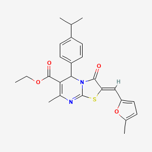 ethyl (2Z)-7-methyl-2-[(5-methylfuran-2-yl)methylidene]-3-oxo-5-[4-(propan-2-yl)phenyl]-2,3-dihydro-5H-[1,3]thiazolo[3,2-a]pyrimidine-6-carboxylate