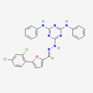 6-[(2E)-2-{[5-(2,4-dichlorophenyl)furan-2-yl]methylidene}hydrazinyl]-N,N'-diphenyl-1,3,5-triazine-2,4-diamine