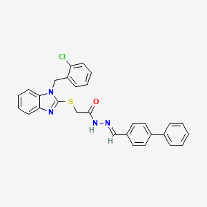 molecular formula C29H23ClN4OS B11674464 N'-[(E)-biphenyl-4-ylmethylidene]-2-{[1-(2-chlorobenzyl)-1H-benzimidazol-2-yl]sulfanyl}acetohydrazide 