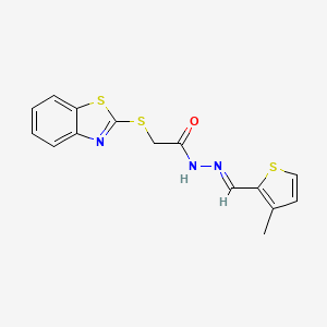 molecular formula C15H13N3OS3 B11674473 2-(1,3-benzothiazol-2-ylsulfanyl)-N'-[(E)-(3-methylthiophen-2-yl)methylidene]acetohydrazide 