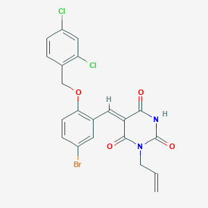 (5Z)-5-{5-bromo-2-[(2,4-dichlorobenzyl)oxy]benzylidene}-1-(prop-2-en-1-yl)pyrimidine-2,4,6(1H,3H,5H)-trione