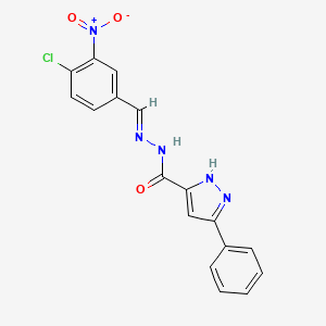 molecular formula C17H12ClN5O3 B11674510 N'-(4-Chloro-3-nitrobenzylidene)-3-phenyl-1H-pyrazole-5-carbohydrazide 