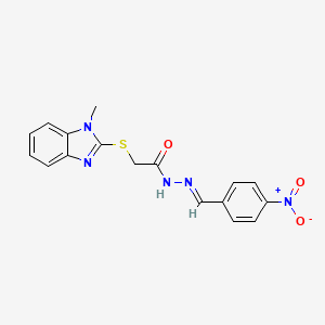 molecular formula C17H15N5O3S B11674517 2-[(1-methyl-1H-benzimidazol-2-yl)sulfanyl]-N'-[(E)-(4-nitrophenyl)methylidene]acetohydrazide 