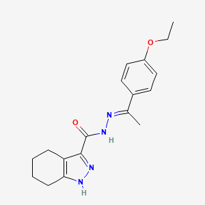 molecular formula C18H22N4O2 B11674537 N'-[(1E)-1-(4-ethoxyphenyl)ethylidene]-4,5,6,7-tetrahydro-1H-indazole-3-carbohydrazide 