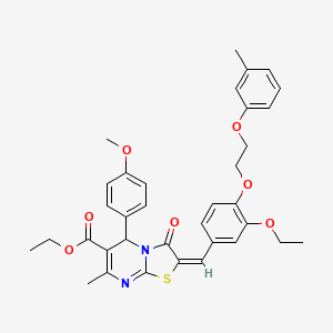 ethyl (2E)-2-{3-ethoxy-4-[2-(3-methylphenoxy)ethoxy]benzylidene}-5-(4-methoxyphenyl)-7-methyl-3-oxo-2,3-dihydro-5H-[1,3]thiazolo[3,2-a]pyrimidine-6-carboxylate