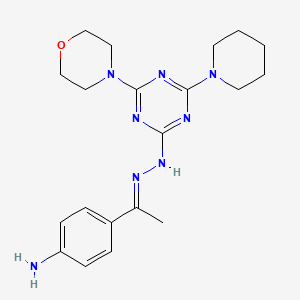 4-[(1E)-1-{2-[4-(morpholin-4-yl)-6-(piperidin-1-yl)-1,3,5-triazin-2-yl]hydrazinylidene}ethyl]aniline