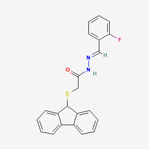 molecular formula C22H17FN2OS B11674575 2-(9H-fluoren-9-ylsulfanyl)-N'-[(E)-(2-fluorophenyl)methylidene]acetohydrazide 