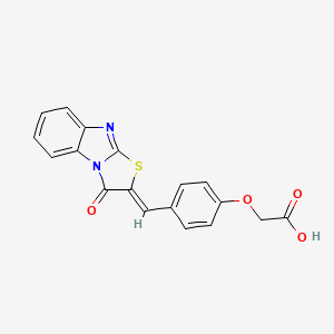 molecular formula C18H12N2O4S B11674579 {4-[(Z)-(3-oxo[1,3]thiazolo[3,2-a]benzimidazol-2(3H)-ylidene)methyl]phenoxy}acetic acid 