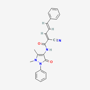 (2E,4E)-2-cyano-N-(1,5-dimethyl-3-oxo-2-phenyl-2,3-dihydro-1H-pyrazol-4-yl)-5-phenylpenta-2,4-dienamide