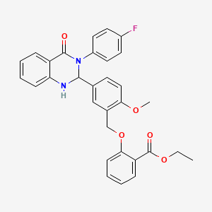 Ethyl 2-({5-[3-(4-fluorophenyl)-4-oxo-1,2,3,4-tetrahydroquinazolin-2-yl]-2-methoxybenzyl}oxy)benzoate