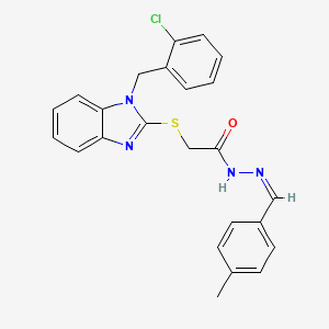 molecular formula C24H21ClN4OS B11674614 2-({1-[(2-Chlorophenyl)methyl]-1H-1,3-benzodiazol-2-YL}sulfanyl)-N'-[(Z)-(4-methylphenyl)methylidene]acetohydrazide 