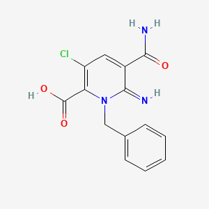 molecular formula C14H12ClN3O3 B11674630 1-Benzyl-5-carbamoyl-3-chloro-6-imino-1,6-dihydropyridine-2-carboxylic acid 