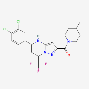 molecular formula C20H21Cl2F3N4O B11674635 [5-(3,4-Dichlorophenyl)-7-(trifluoromethyl)-4,5,6,7-tetrahydropyrazolo[1,5-a]pyrimidin-2-yl](4-methylpiperidin-1-yl)methanone 