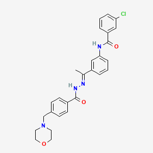 3-chloro-N-{3-[(1E)-1-(2-{[4-(morpholin-4-ylmethyl)phenyl]carbonyl}hydrazinylidene)ethyl]phenyl}benzamide