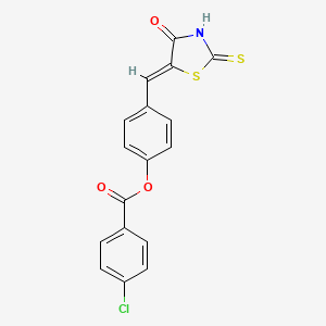 4-[(Z)-(4-oxo-2-thioxo-1,3-thiazolidin-5-ylidene)methyl]phenyl 4-chlorobenzoate