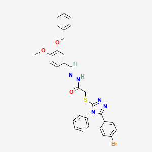 molecular formula C31H26BrN5O3S B11674661 N'-[(E)-[3-(Benzyloxy)-4-methoxyphenyl]methylidene]-2-{[5-(4-bromophenyl)-4-phenyl-4H-1,2,4-triazol-3-YL]sulfanyl}acetohydrazide 