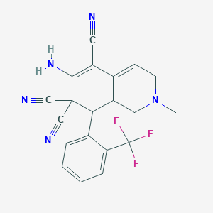 molecular formula C20H16F3N5 B11674669 6-amino-2-methyl-8-[2-(trifluoromethyl)phenyl]-2,3,8,8a-tetrahydroisoquinoline-5,7,7(1H)-tricarbonitrile 