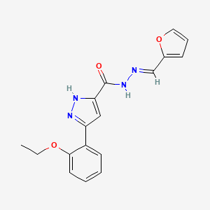 molecular formula C17H16N4O3 B11674672 3-(2-Ethoxyphenyl)-N'-(furan-2-ylmethylene)-1H-pyrazole-5-carbohydrazide CAS No. 303107-82-6