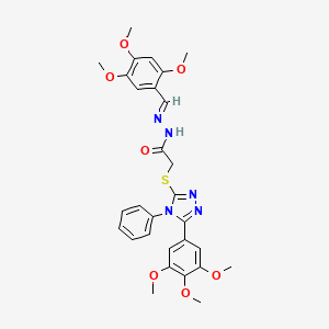 2-{[4-phenyl-5-(3,4,5-trimethoxyphenyl)-4H-1,2,4-triazol-3-yl]sulfanyl}-N'-[(E)-(2,4,5-trimethoxyphenyl)methylidene]acetohydrazide