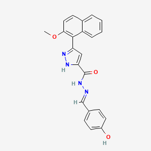 (E)-N'-(4-hydroxybenzylidene)-3-(2-methoxynaphthalen-1-yl)-1H-pyrazole-5-carbohydrazide