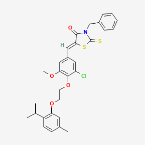 molecular formula C30H30ClNO4S2 B11674704 (5Z)-3-benzyl-5-(3-chloro-5-methoxy-4-{2-[5-methyl-2-(propan-2-yl)phenoxy]ethoxy}benzylidene)-2-thioxo-1,3-thiazolidin-4-one 