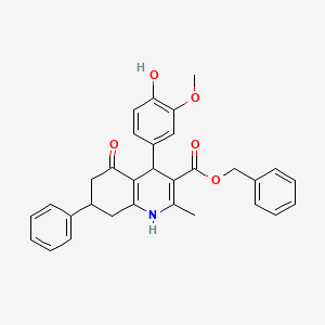 molecular formula C31H29NO5 B11674762 Benzyl 4-(4-hydroxy-3-methoxyphenyl)-2-methyl-5-oxo-7-phenyl-1,4,5,6,7,8-hexahydroquinoline-3-carboxylate 