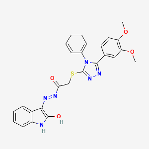 2-{[5-(3,4-dimethoxyphenyl)-4-phenyl-4H-1,2,4-triazol-3-yl]sulfanyl}-N'-[(3Z)-2-oxo-1,2-dihydro-3H-indol-3-ylidene]acetohydrazide