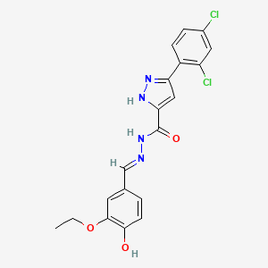 molecular formula C19H16Cl2N4O3 B11674775 3-(2,4-dichlorophenyl)-N'-[(E)-(3-ethoxy-4-hydroxyphenyl)methylidene]-1H-pyrazole-5-carbohydrazide 