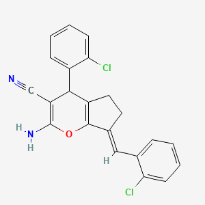 (7E)-2-amino-7-(2-chlorobenzylidene)-4-(2-chlorophenyl)-4,5,6,7-tetrahydrocyclopenta[b]pyran-3-carbonitrile