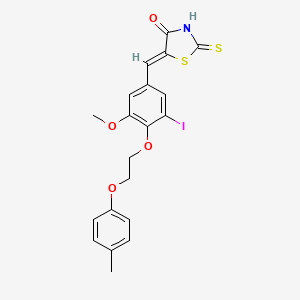 molecular formula C20H18INO4S2 B11674784 (5Z)-5-{3-iodo-5-methoxy-4-[2-(4-methylphenoxy)ethoxy]benzylidene}-2-thioxo-1,3-thiazolidin-4-one 