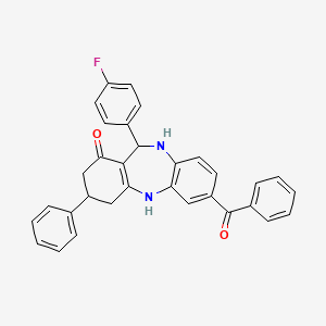 11-(4-fluorophenyl)-3-phenyl-7-(phenylcarbonyl)-2,3,4,5,10,11-hexahydro-1H-dibenzo[b,e][1,4]diazepin-1-one