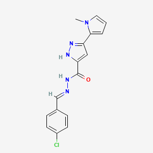 molecular formula C16H14ClN5O B11674873 N'-(4-Chlorobenzylidene)-5-(1-methyl-1H-pyrrol-2-yl)-1H-pyrazole-3-carbohydrazide CAS No. 303106-80-1