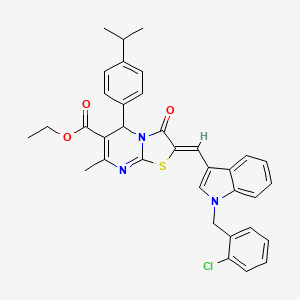 ethyl (2Z)-2-{[1-(2-chlorobenzyl)-1H-indol-3-yl]methylidene}-7-methyl-3-oxo-5-[4-(propan-2-yl)phenyl]-2,3-dihydro-5H-[1,3]thiazolo[3,2-a]pyrimidine-6-carboxylate