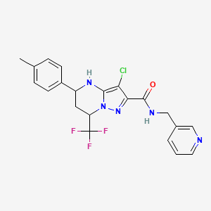 molecular formula C21H19ClF3N5O B11674960 3-chloro-5-(4-methylphenyl)-N-(pyridin-3-ylmethyl)-7-(trifluoromethyl)-4,5,6,7-tetrahydropyrazolo[1,5-a]pyrimidine-2-carboxamide 