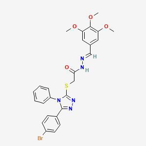 molecular formula C26H24BrN5O4S B11674961 2-{[5-(4-bromophenyl)-4-phenyl-4H-1,2,4-triazol-3-yl]sulfanyl}-N'-[(E)-(3,4,5-trimethoxyphenyl)methylidene]acetohydrazide CAS No. 303103-43-7