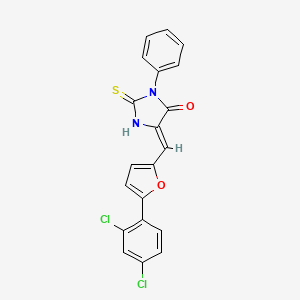 (5Z)-5-{[5-(2,4-Dichlorophenyl)furan-2-YL]methylidene}-3-phenyl-2-sulfanylideneimidazolidin-4-one